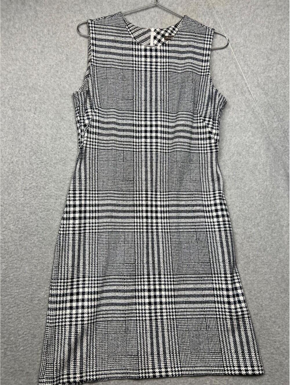 J McLaughlin Womens Houndstooth Check Sleeveless Sheath Dress M Office Career*